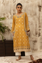 DC-0470 MUSTARD DYED EMBROIDERED KURTA